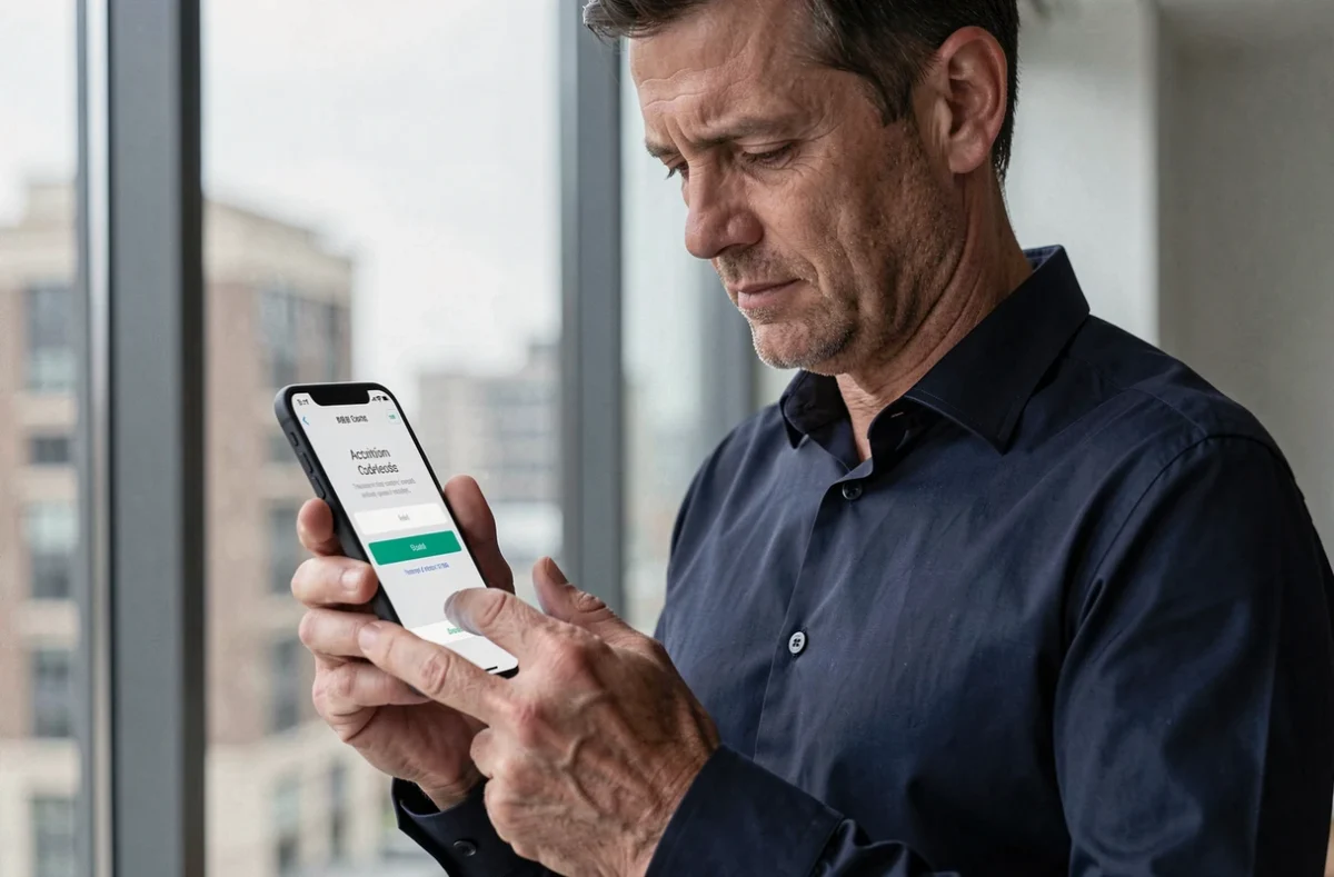 Homme activant son coffre Arkevia via un code de confirmation sur smartphone