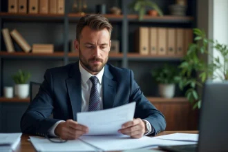 Homme d affaires en costume dans un bureau moderne
