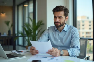 Jeune entrepreneur en smart casual dans un bureau moderne
