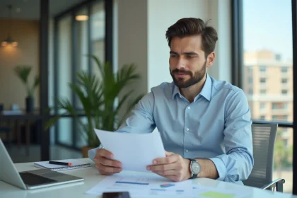 Jeune entrepreneur en smart casual dans un bureau moderne