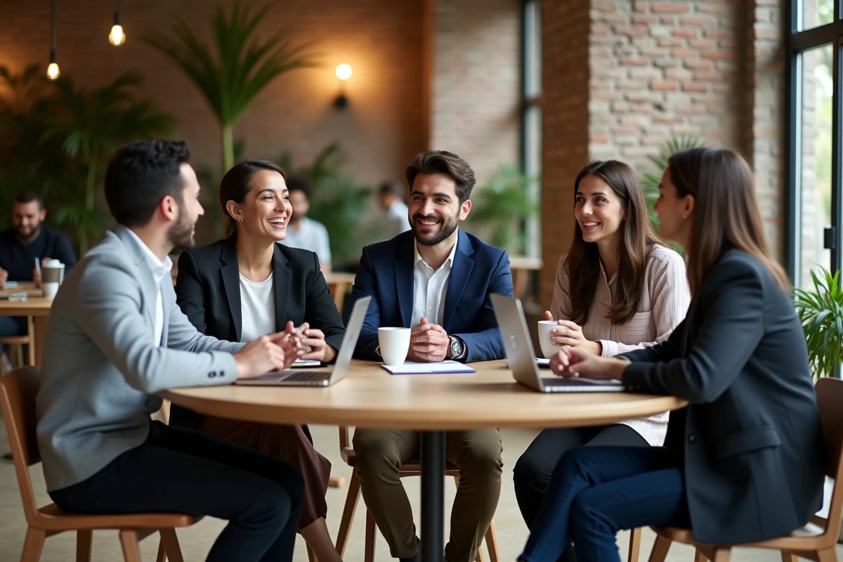 Groupe d'entrepreneurs français en session de networking lors d'un programme de conférence startup à Paris en 2026